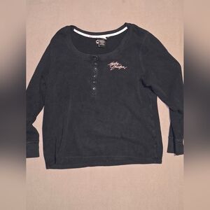 Harley-Davidson Pink Label Women's Waffle Knit Thermal Henley Long Sleeve XL